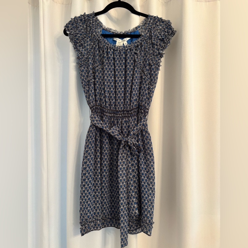 Max Studio Elegant Blue Patterned Dress